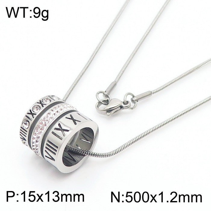 Multi-ring Combination Roman Letter Shell Stainless Steel Necklace