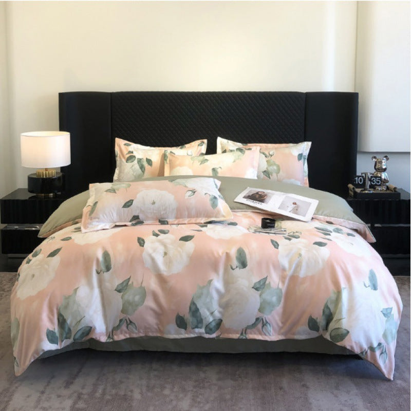 Flower Brushed Thickened Quilt Cover 4-piece Kit