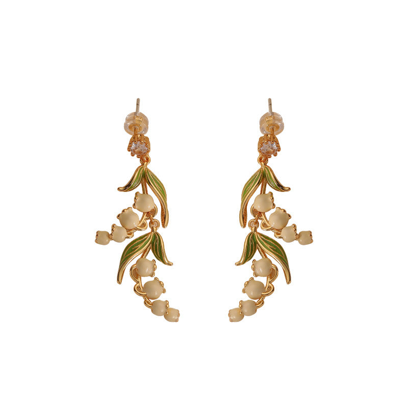 New Retro Temperament Lily Long Enamel Earrings Women