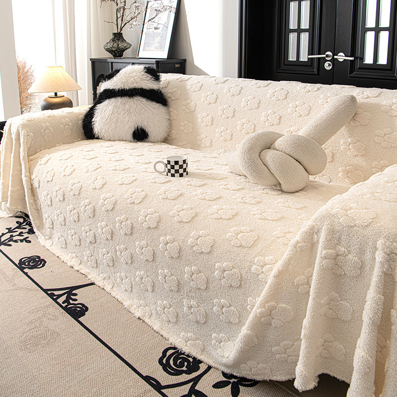 Cream Style Plush Sofa Cover All-inclusive Anti-scratching