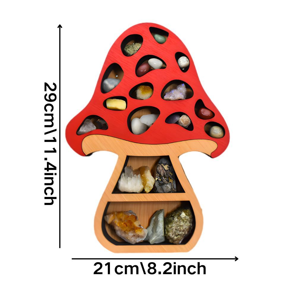 Heart-shaped Mushroom Display Rack Storage Wooden Craftwork Wall Decorations