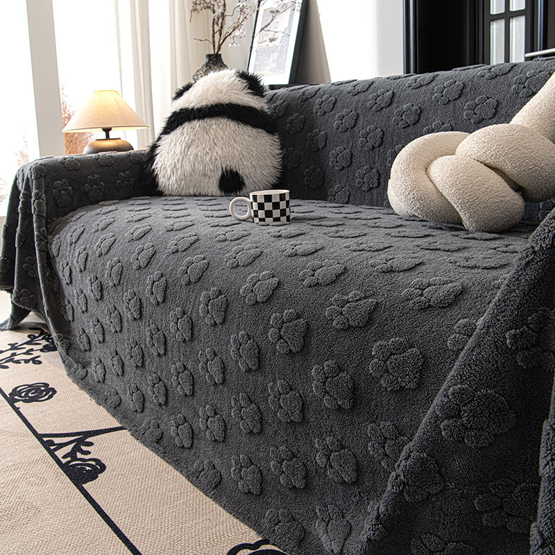 Cream Style Plush Sofa Cover All-inclusive Anti-scratching