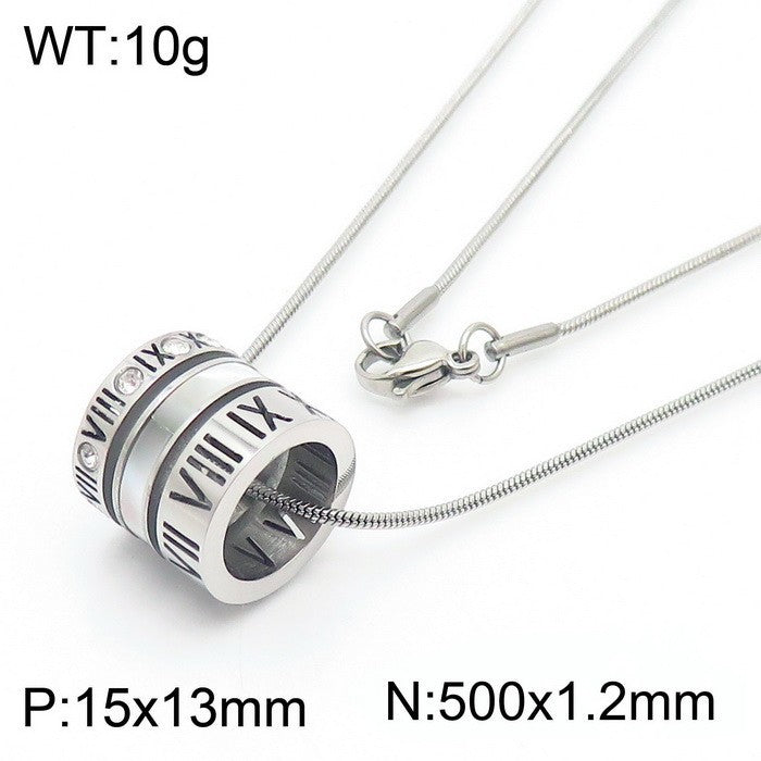 Multi-ring Combination Roman Letter Shell Stainless Steel Necklace