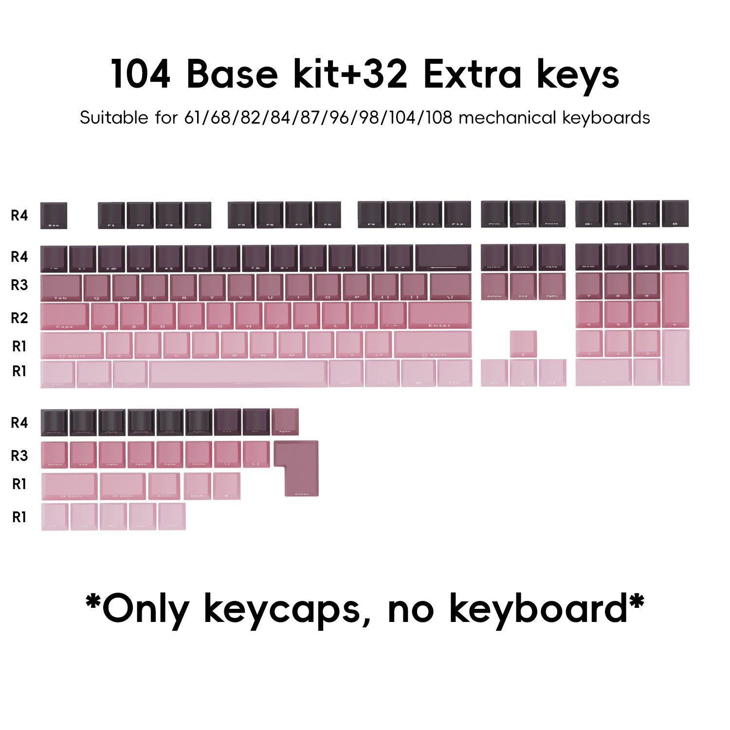 Blush Gradient Side Engraved Transparent Mechanical Keyboard