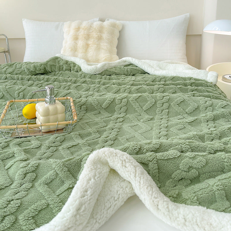 Rhombus Tower Velvet Berber Fleece Blanket