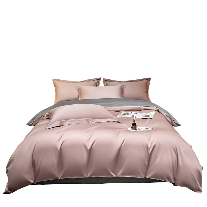 Long-staple Cotton Four-piece Set Bed Sheet Quilt Cover Light Luxury Bare Sleeping