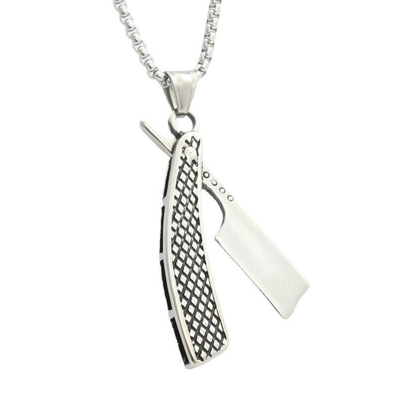 Titanium Steel Shaver Pendant Personality Punk Vintage Necklace