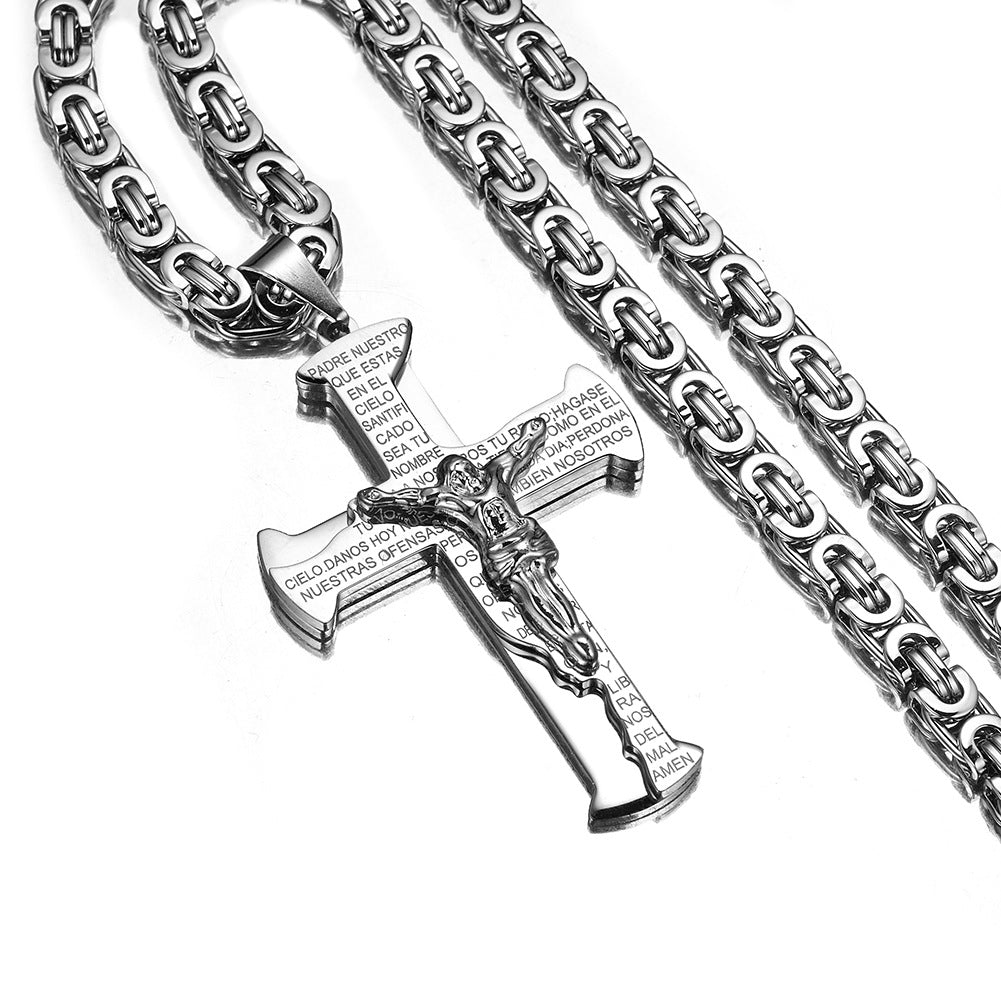 Hip Hop Titanium Steel Cross Pendant Men's Necklace