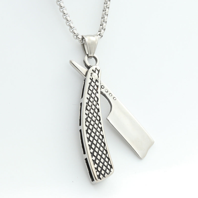Titanium Steel Shaver Pendant Personality Punk Vintage Necklace