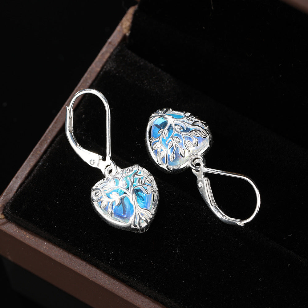 S925 Sterling Silver Moonstone Tree Of Life Earrings For Women