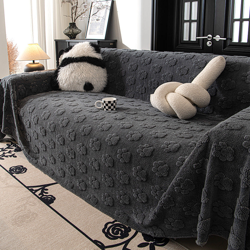 Cream Style Plush Sofa Cover All-inclusive Anti-scratching