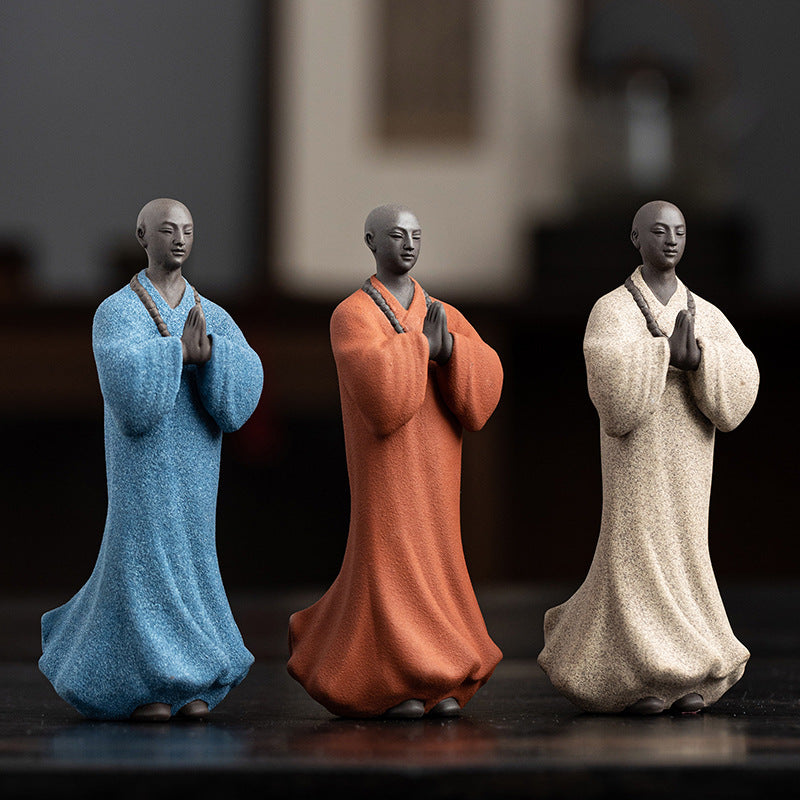 Chinese Style Yixing Clay Small Monk Ornaments Zen Home Decorations
