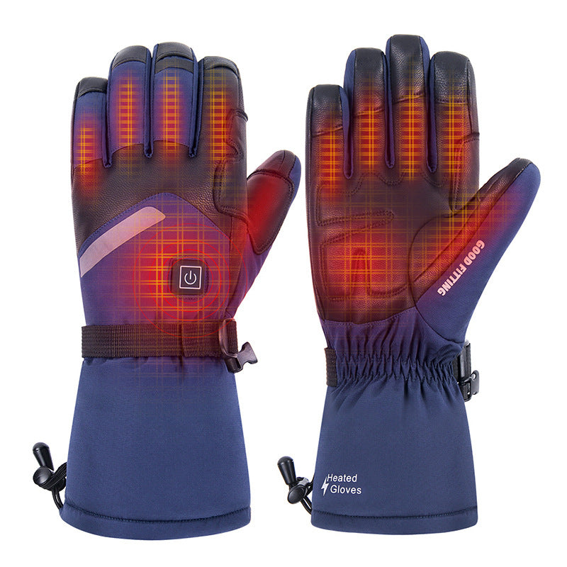 Sheepskin Electric Heating Gloves Motorcycle Thermal Smart Touch Screen Outdoor Skiing