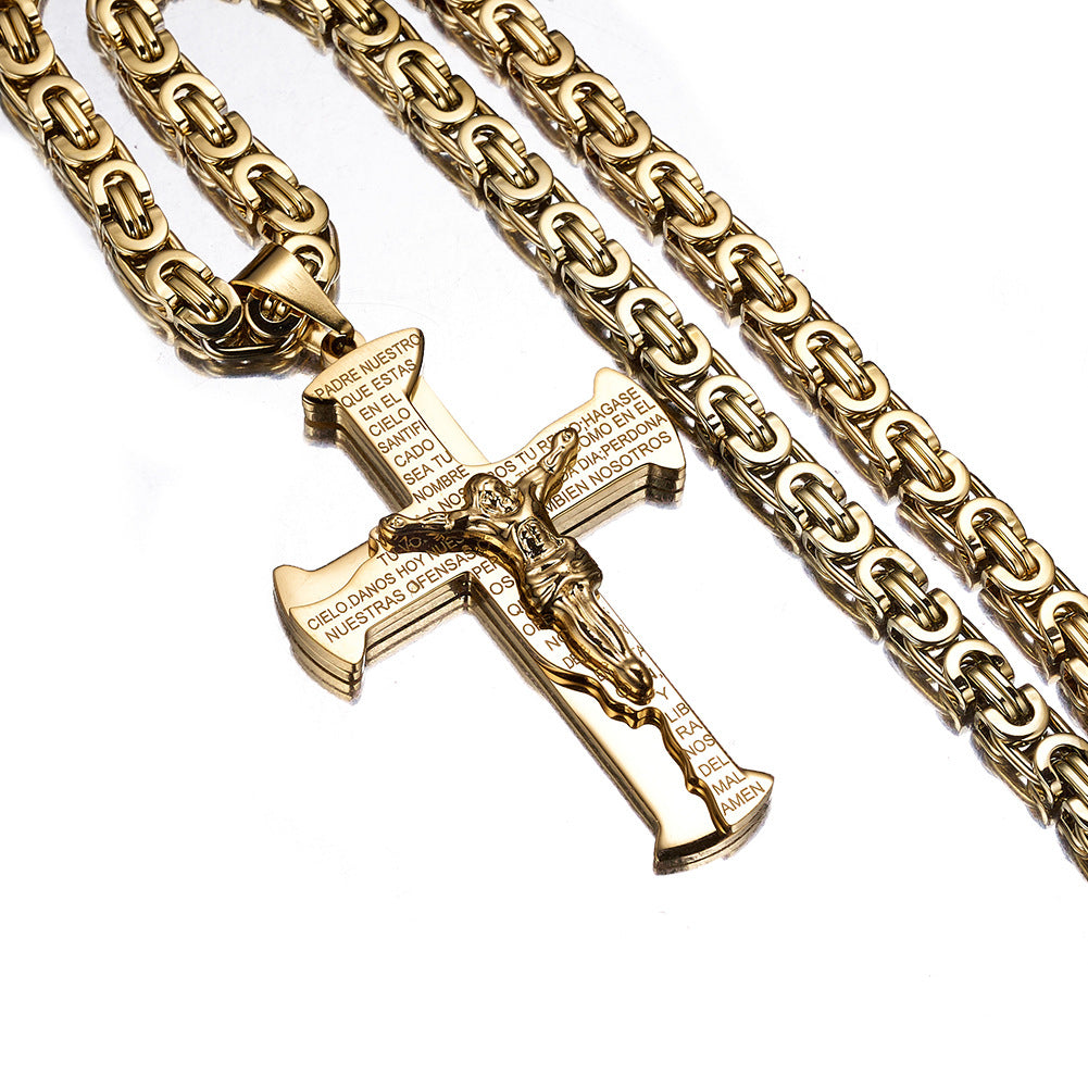 Hip Hop Titanium Steel Cross Pendant Men's Necklace