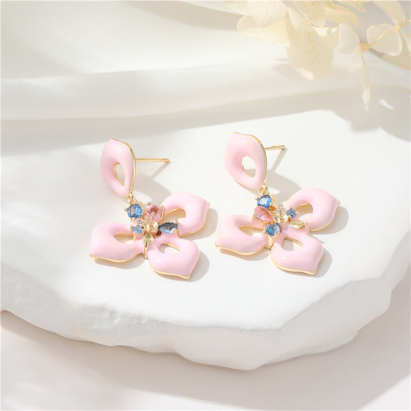 Blue Flower Earrings For Women