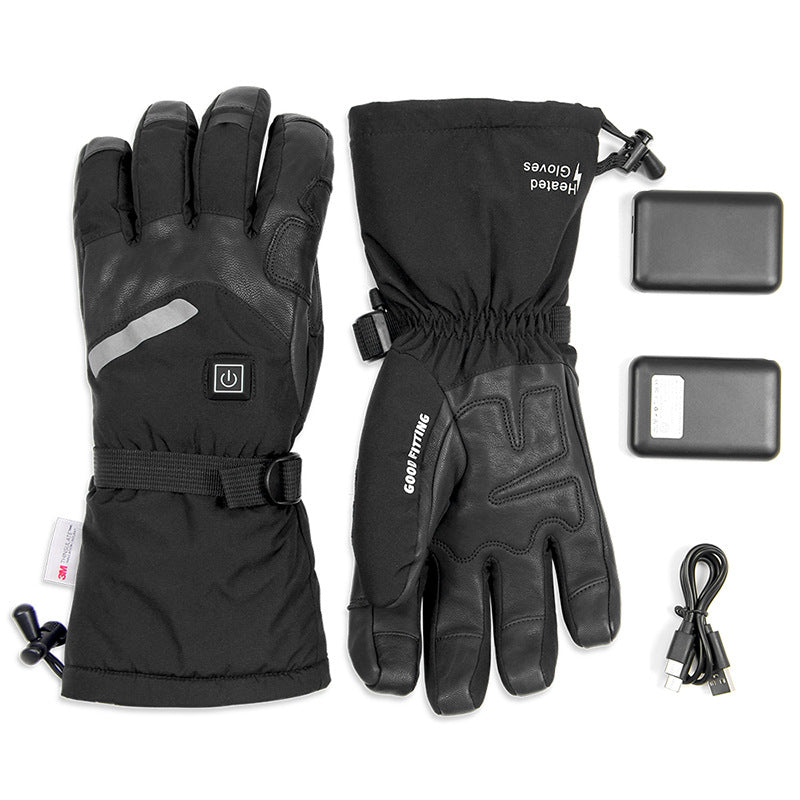 Sheepskin Electric Heating Gloves Motorcycle Thermal Smart Touch Screen Outdoor Skiing