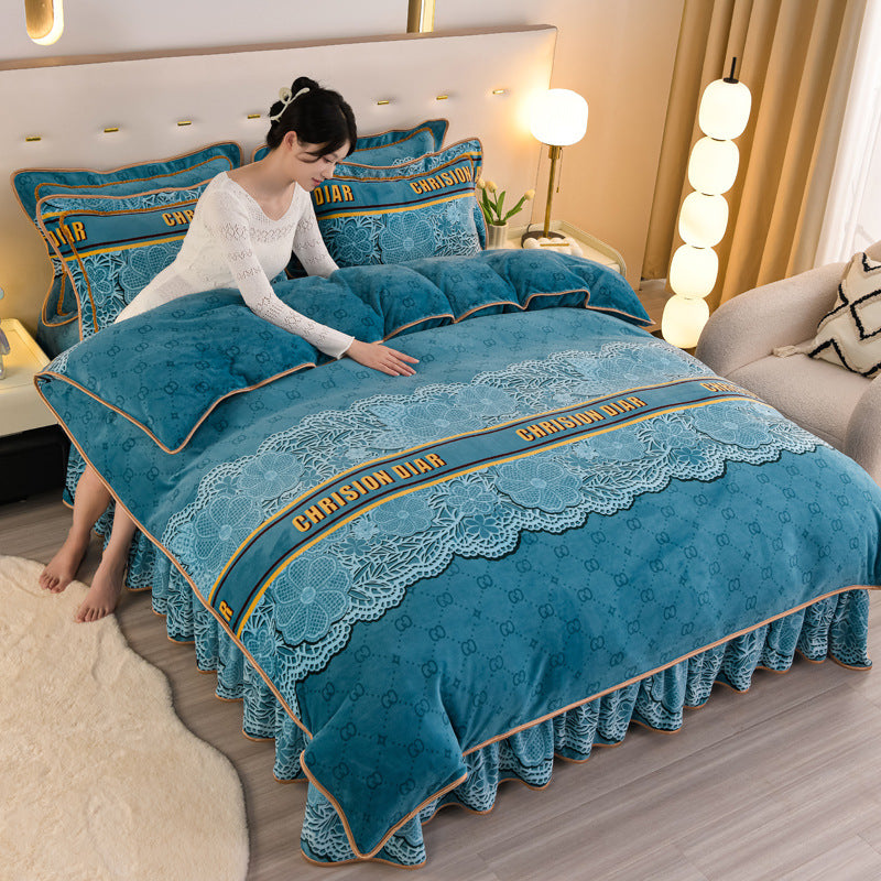 New Double-sided Milk Fiber Four-piece Set Extra Thick