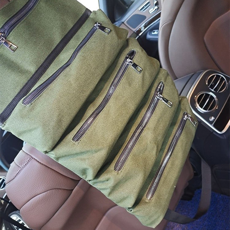 Car Tool Storage Bag Canvas Car Seat Storage Large Capacity
