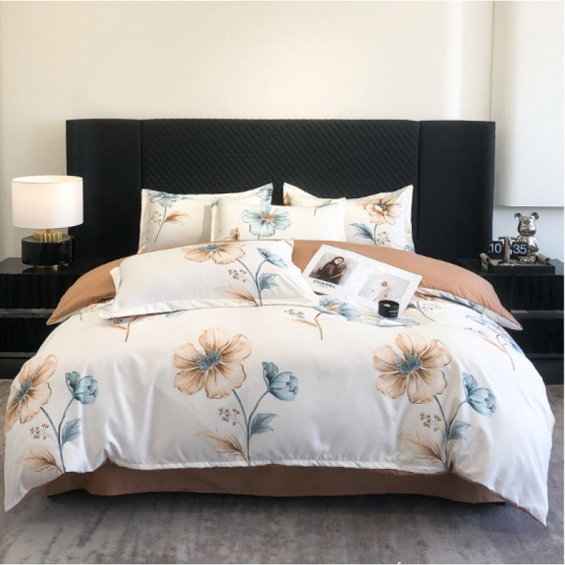 Flower Brushed Thickened Quilt Cover 4-piece Kit