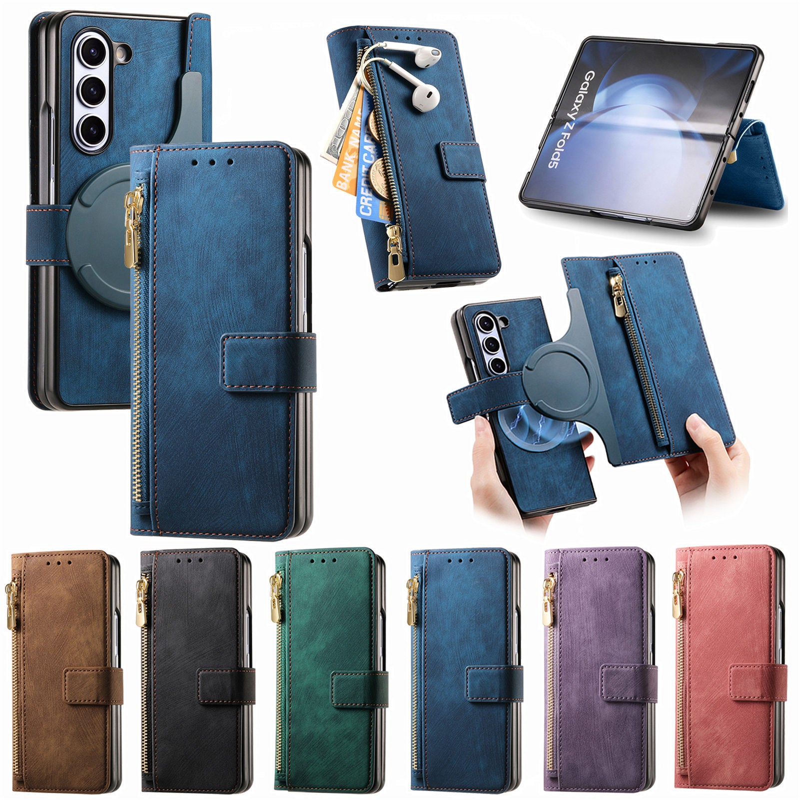 Étui de téléphone avec insert zippé magnétique détachable