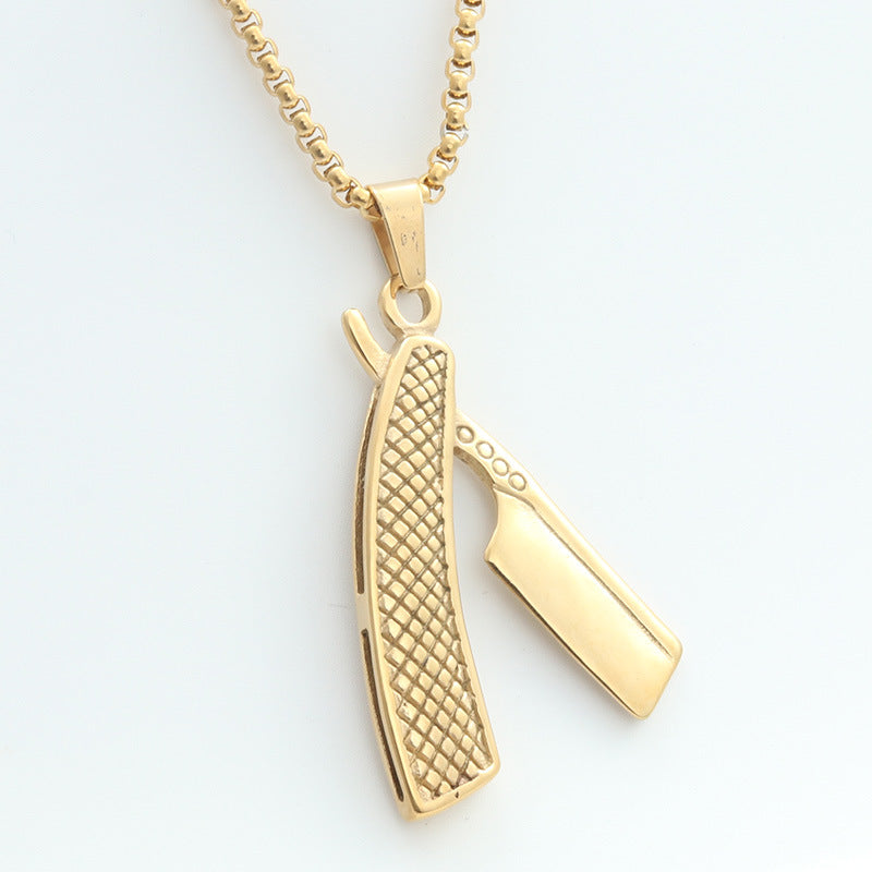 Titanium Steel Shaver Pendant Personality Punk Vintage Necklace