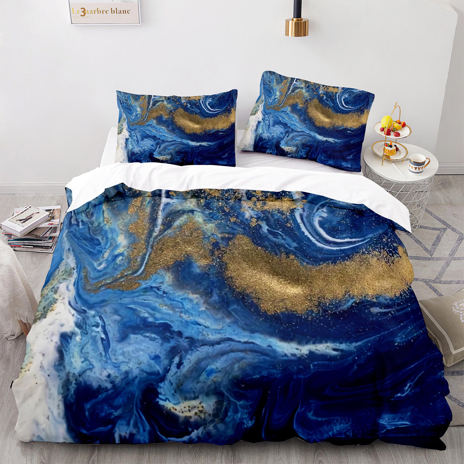 3D Bed Three-piece Marbling Series Quilt Cover