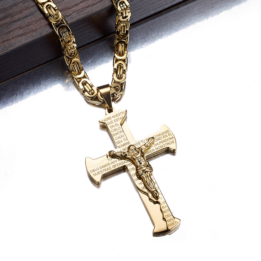 Hip Hop Titanium Steel Cross Pendant Men's Necklace