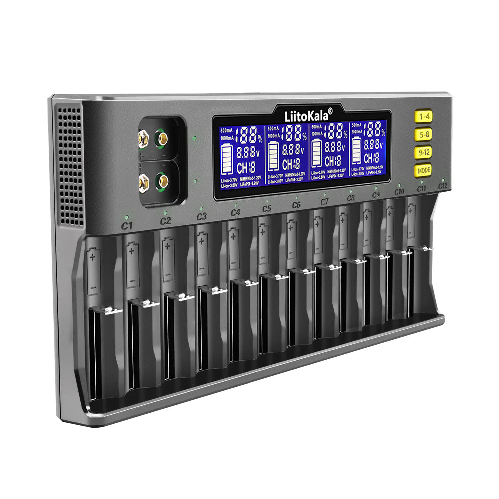Lii-S12 12-slot LCD 217009V Battery Charger