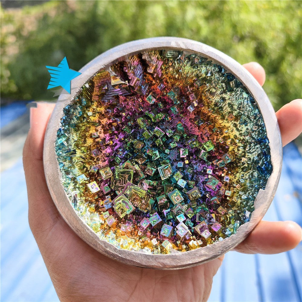 Natural Mineral Belt Edge Bismuth Ore Stone Bowl Crystal Belt Base