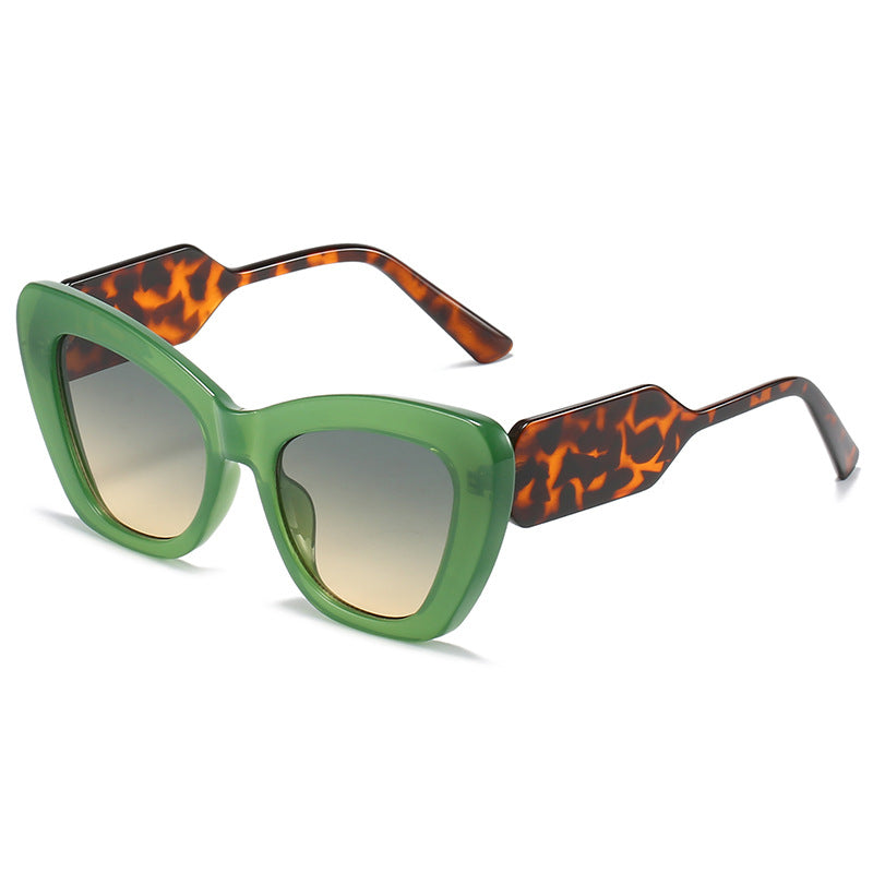 Cat Eye Sunglasses Personality Fashion Color Contrast Large Frame Glasses All-match Flat Sunglasses