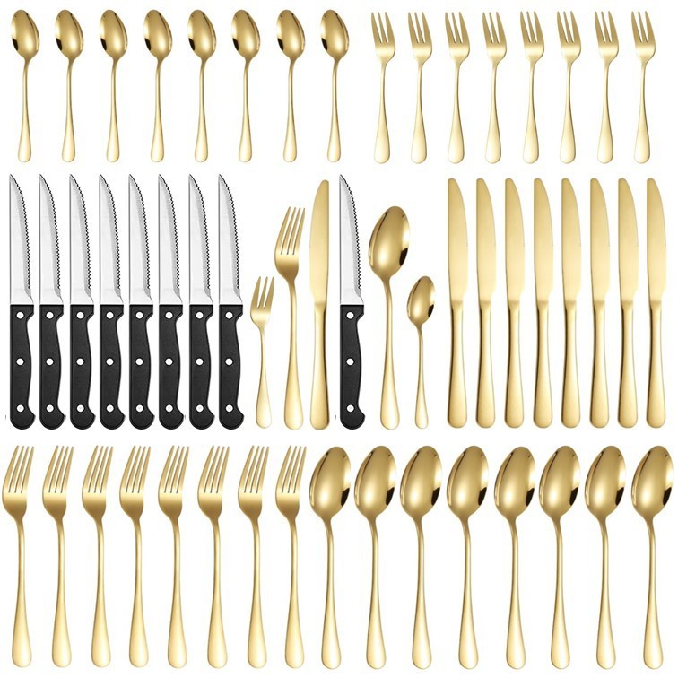 Stainless Steel Tableware 48 Pieces Suit Steak Knife Fork And Spoon
