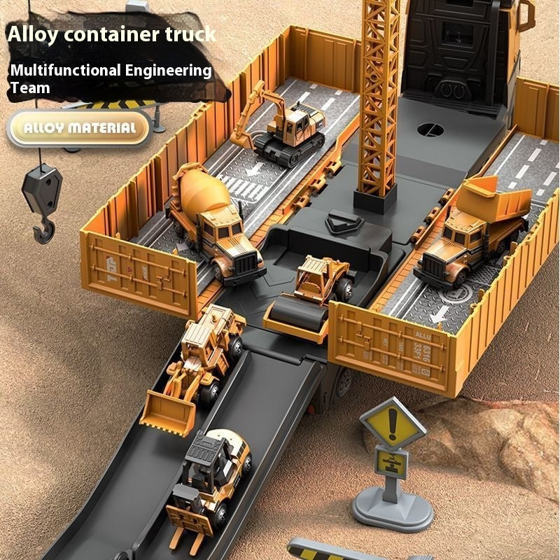 Alloy Container Engineering Vehicle Suit Toy Container Catapult Large Crane