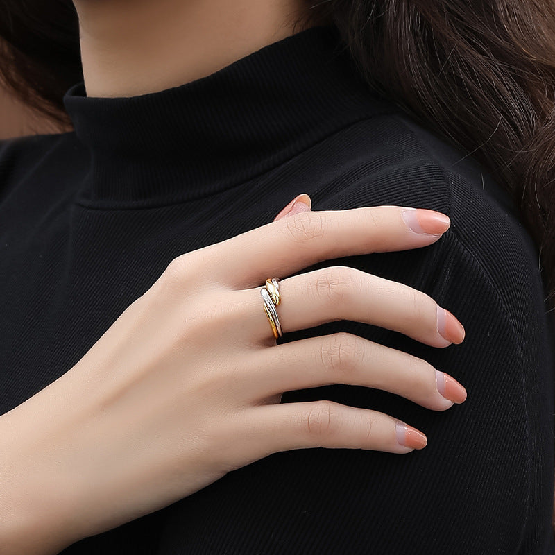 Bague femme en argent S925 avec ondulations irrégulières