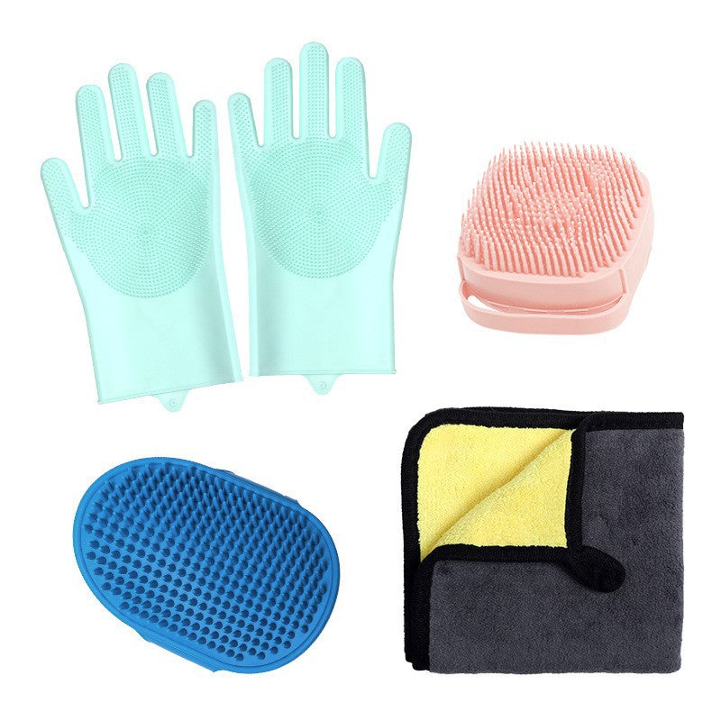 Pet Bathing Gloves Dog Bath Supplies Set
