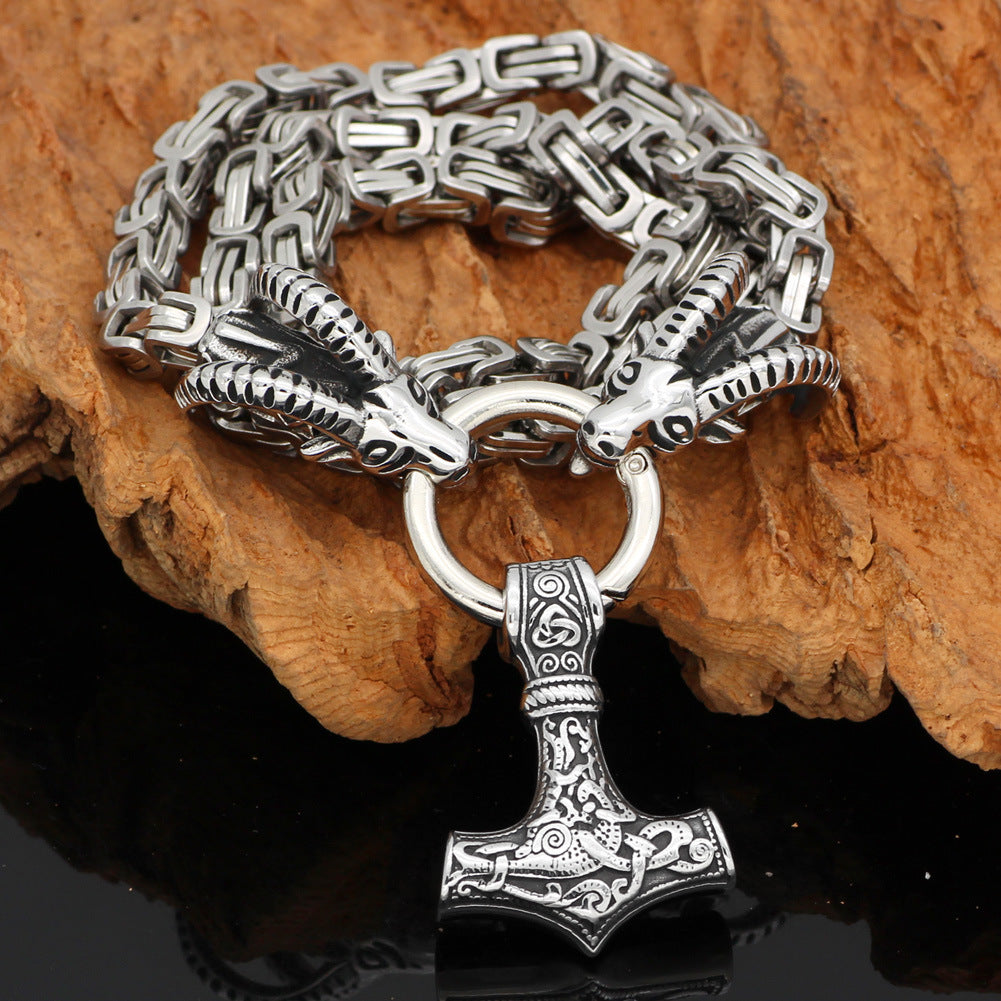Vintage Men's Sheep Head Stainless Steel Pendant Necklace