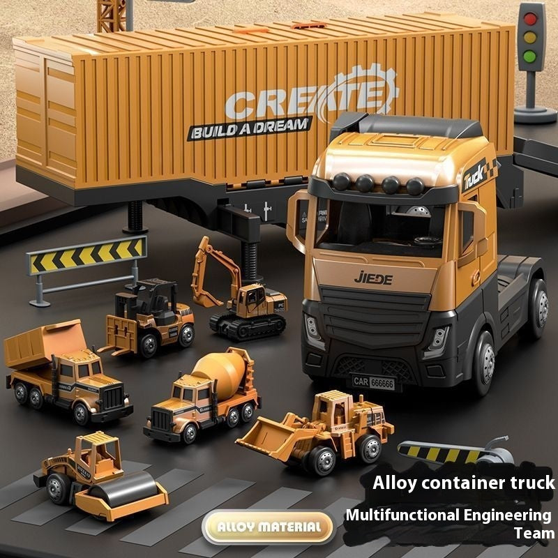 Alloy Container Engineering Vehicle Suit Toy Container Catapult Large Crane