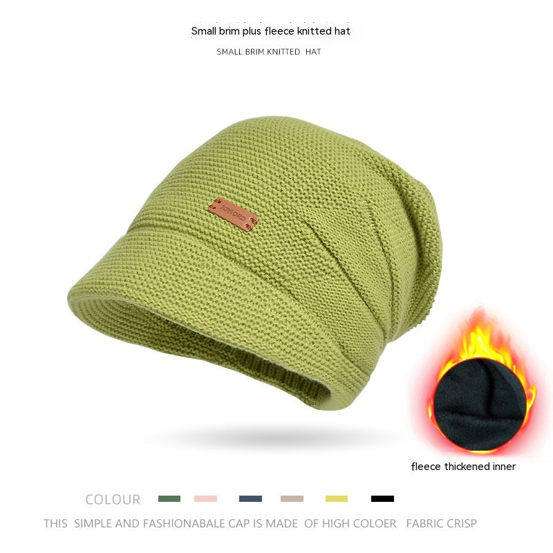 Fleece-lined Pile Heap Cap Female Outdoor Keep Warm Pullover Hat Confinement Cap