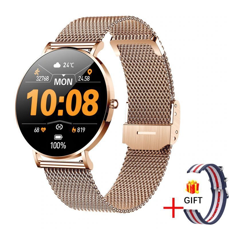 Montre connectée fine T8 pour femmes avec surveillance de la fréquence cardiaque et de la tension artérielle