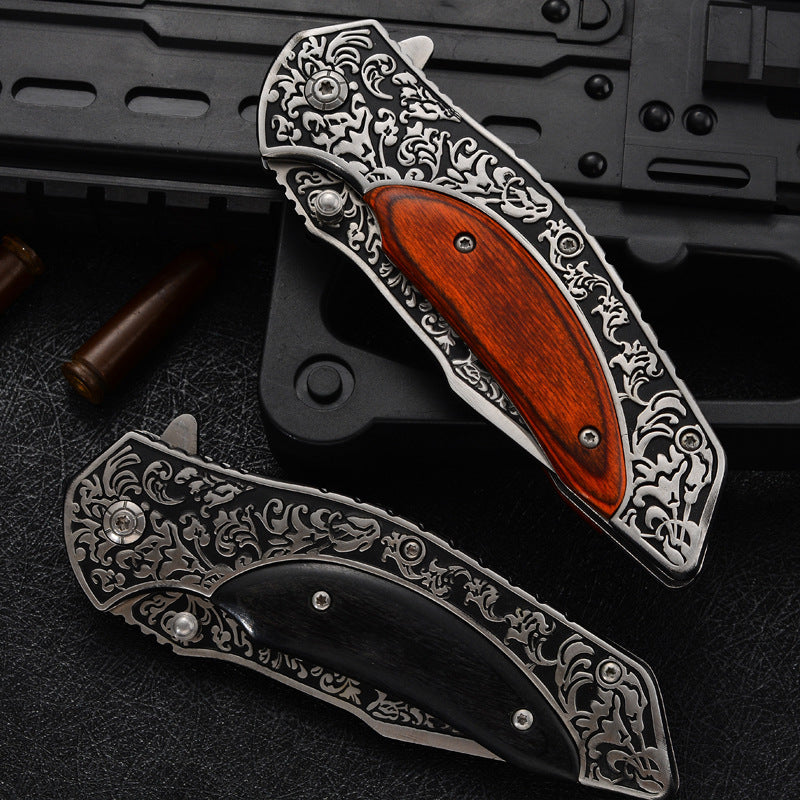 Steel Carving Wooden Handle High Hardness Folding Knife