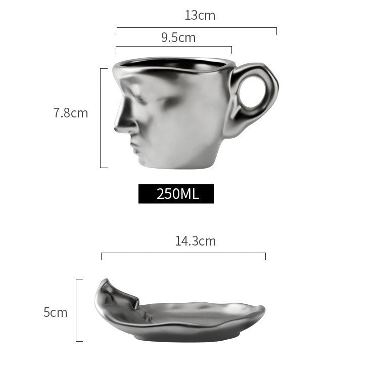 Jinfulan New Metal Face Creative Ceramic Kiss Beauty Coffee Cup