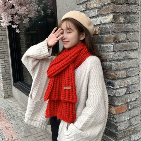 Scarf Women's Winter Woolen Knitting Thickening To Keep Warm