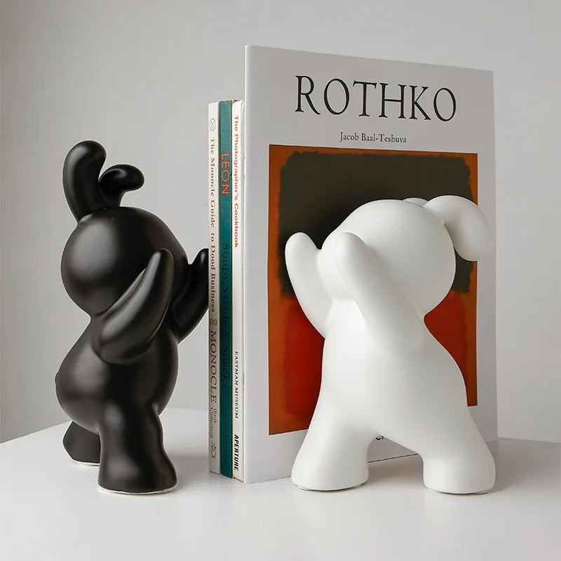 Push Rabbit Electric Bookcase Desk Ceramic Decorations Bookend Ornaments