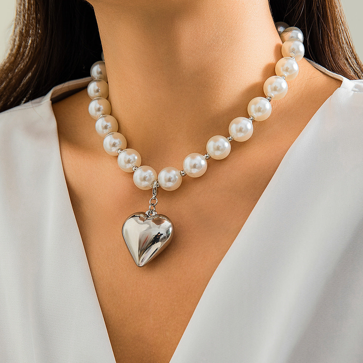 Exaggerated Big Round Bead Punk Short Necklace