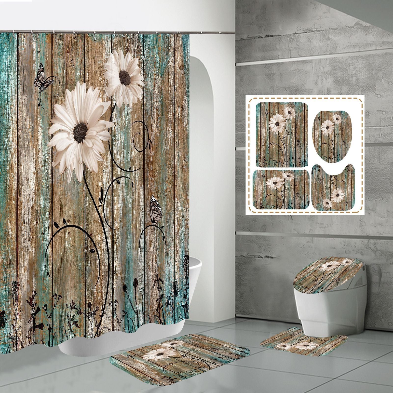 3D HD Digital Printing Bathroom Shower Curtain