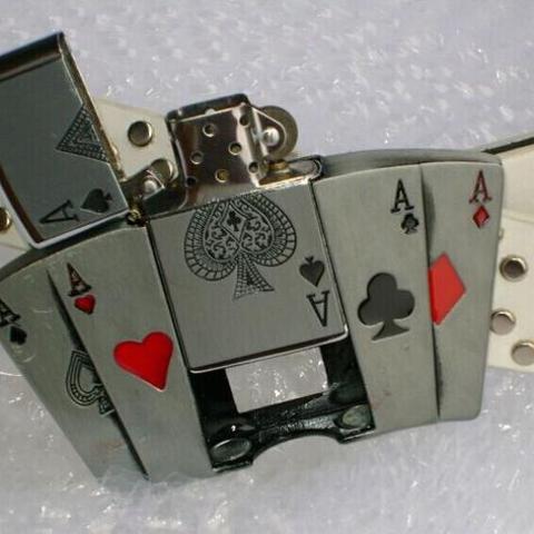 Men's And Women's Poker Riveted Lighter Belts