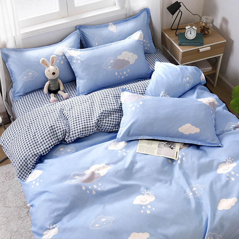 Washed Cotton Four-piece Duvet Cover Sheet Bedding