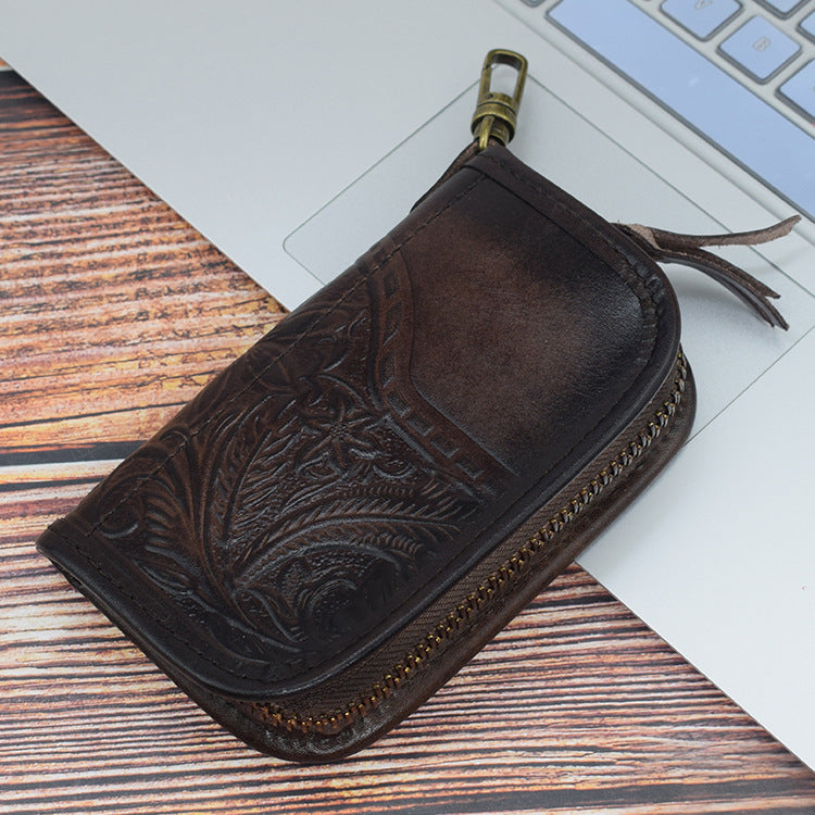 Vegetable Tanned Leather Multifunctional Large Capacity Car Key Case