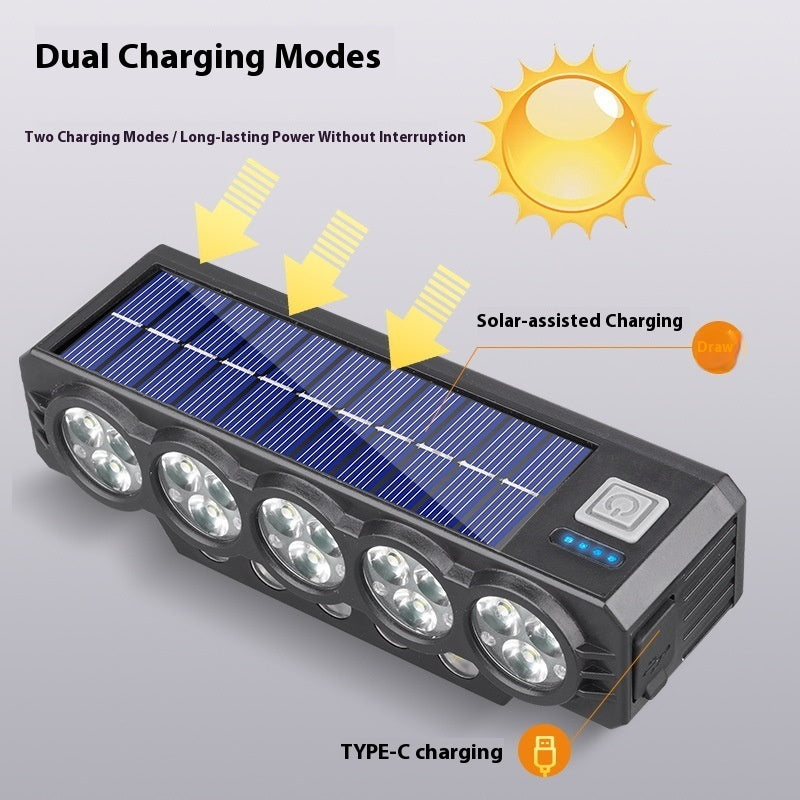 Solar Bike Riding Light With Horn