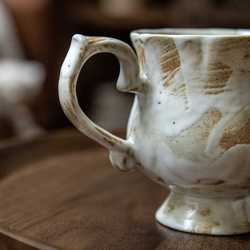 Retro Stoneware Flower Water Cup Coffee Cup