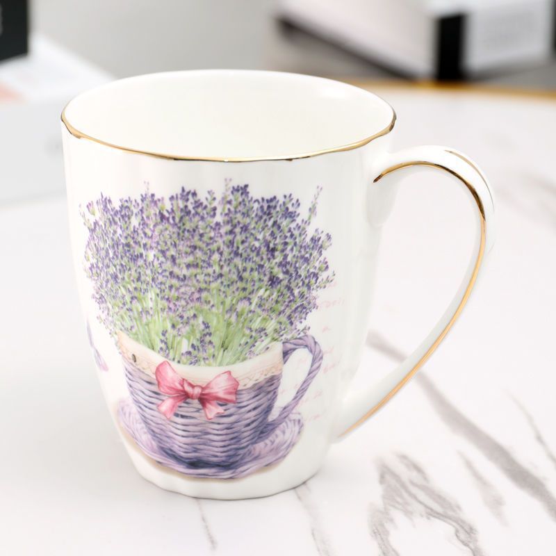 Ceramic Flower Tea Cup Coffee Suit Household Watchband Spoon